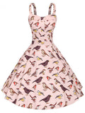 Sweet Birds Printed Cotton 50s Flapper Dress