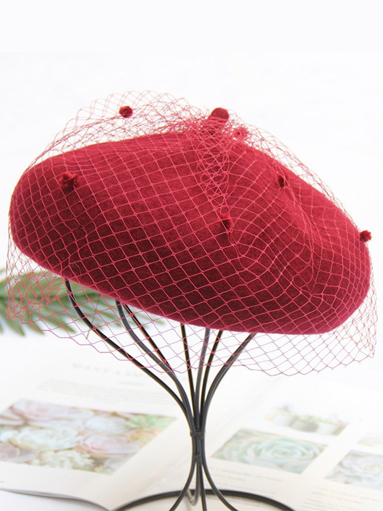 Solid Color Wool Felt Beret Cap Hat