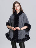 Faux Fur Coat Wool Cape Coat Half Sleeve Overcoat