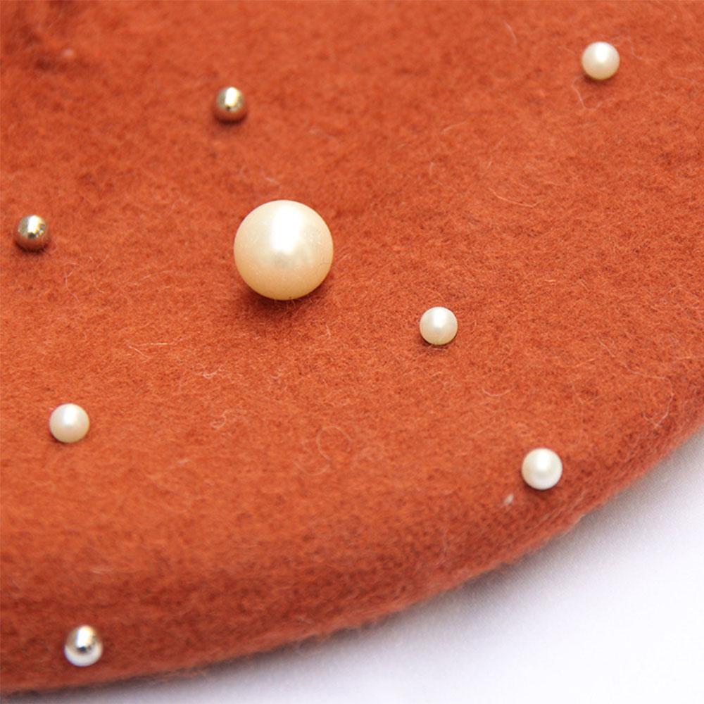 Pearl Stars Wool Felt Beret Hat Cap