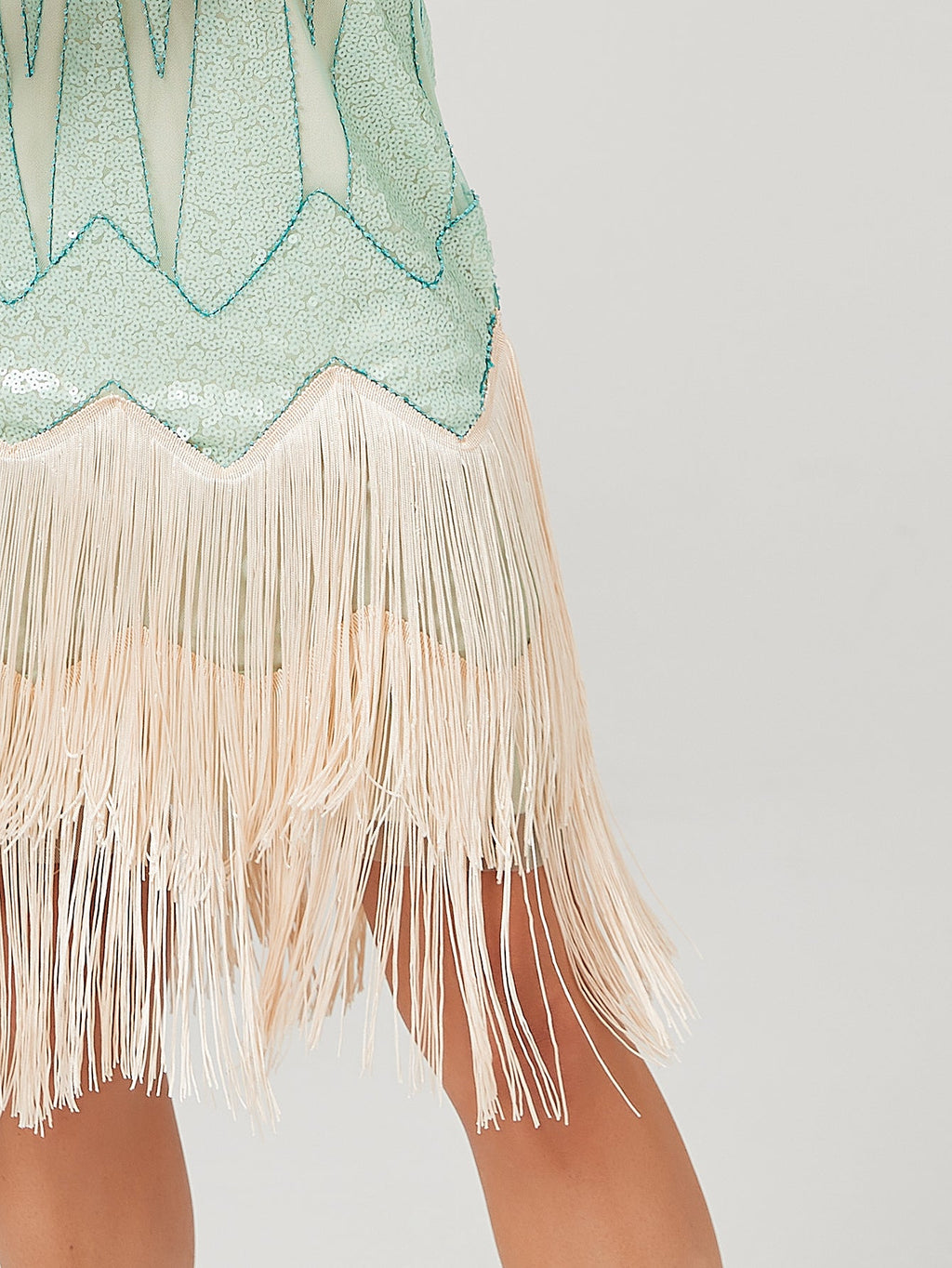 Deep V Neck Sequined Beaded Tassels 1920S Gatsby Dress