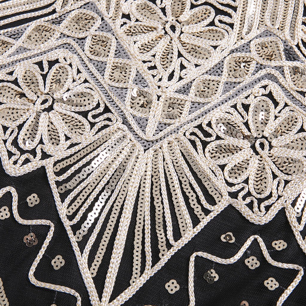 Gold 1920s V Neck Sequined Flapper Dress