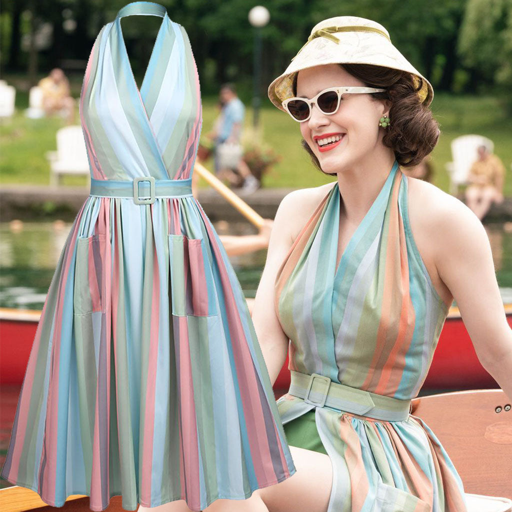 The Marvelous Mrs.Maisel Costume Dress Stripe Vintage Dress Set