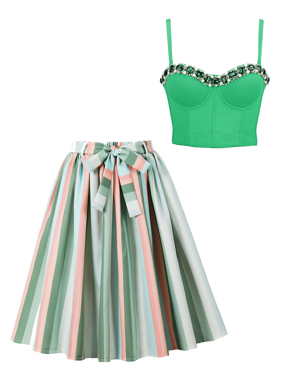 The Marvelous Mrs.Maisel Outfits Dress Stripe Vintage Dress Set
