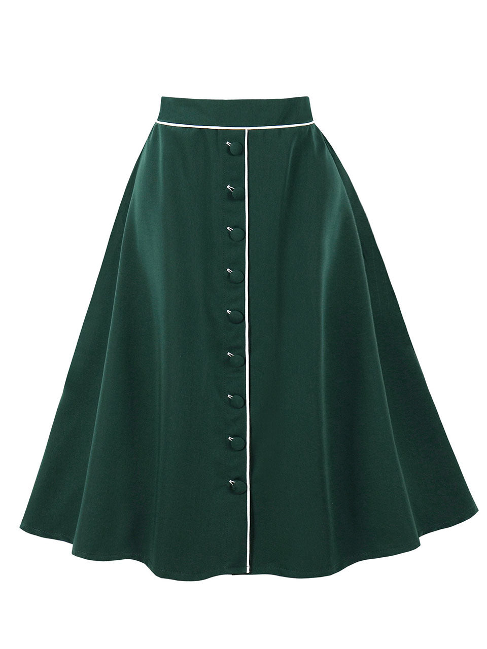 1950S Red Button High Waist Swing Vintage Skirt