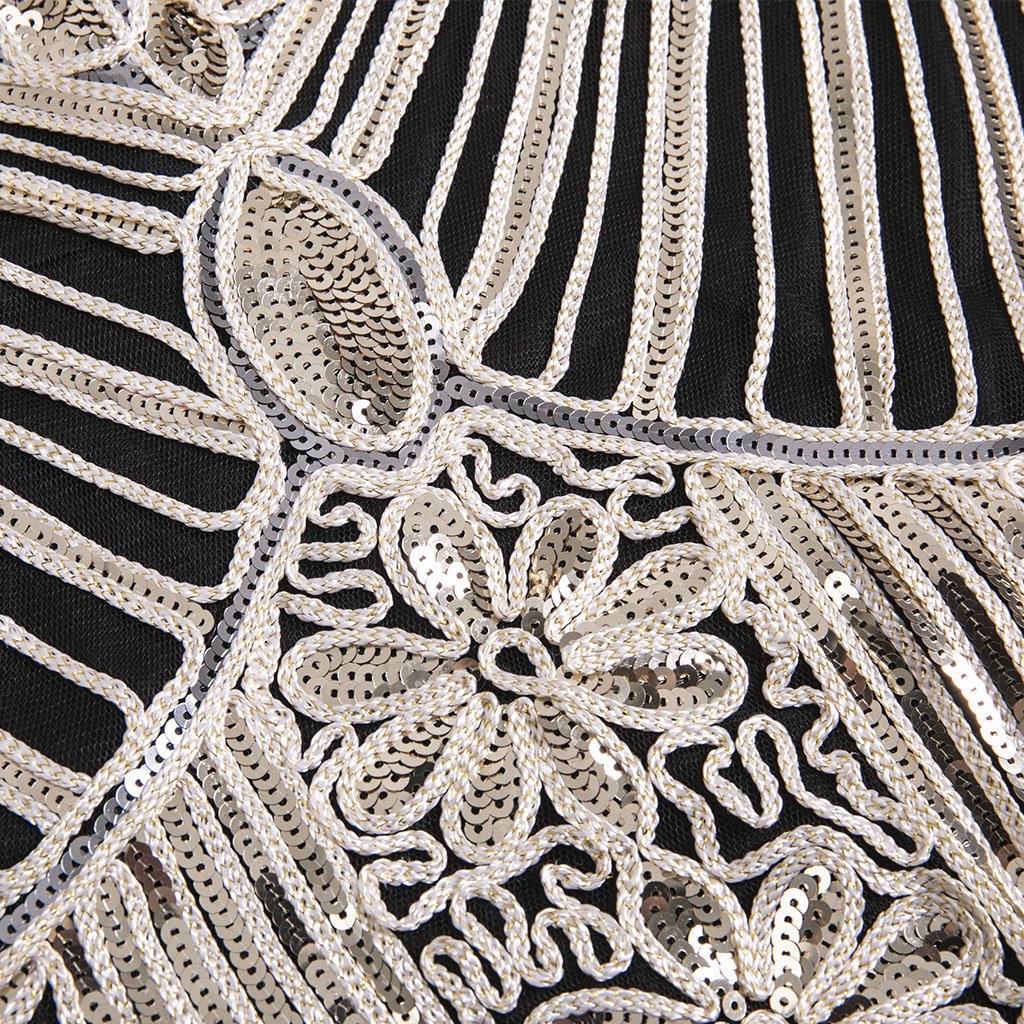 Gold 1920s V Neck Sequined Flapper Dress