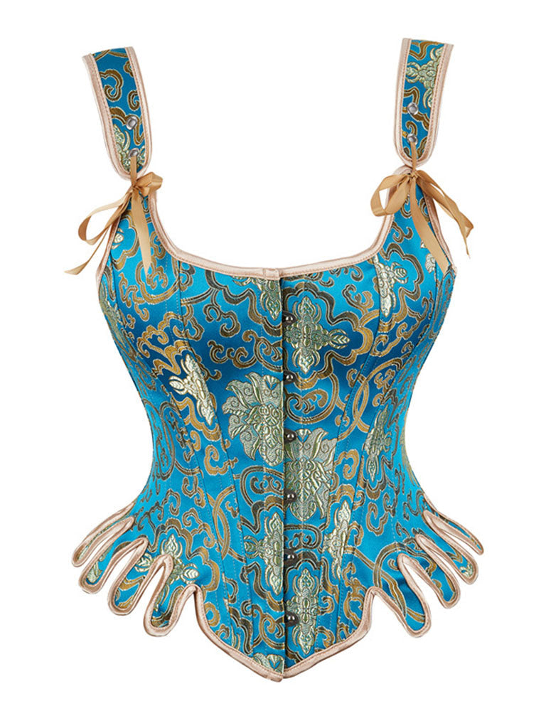Retro U Neck Tight Waist Steel Frame Corset Top
