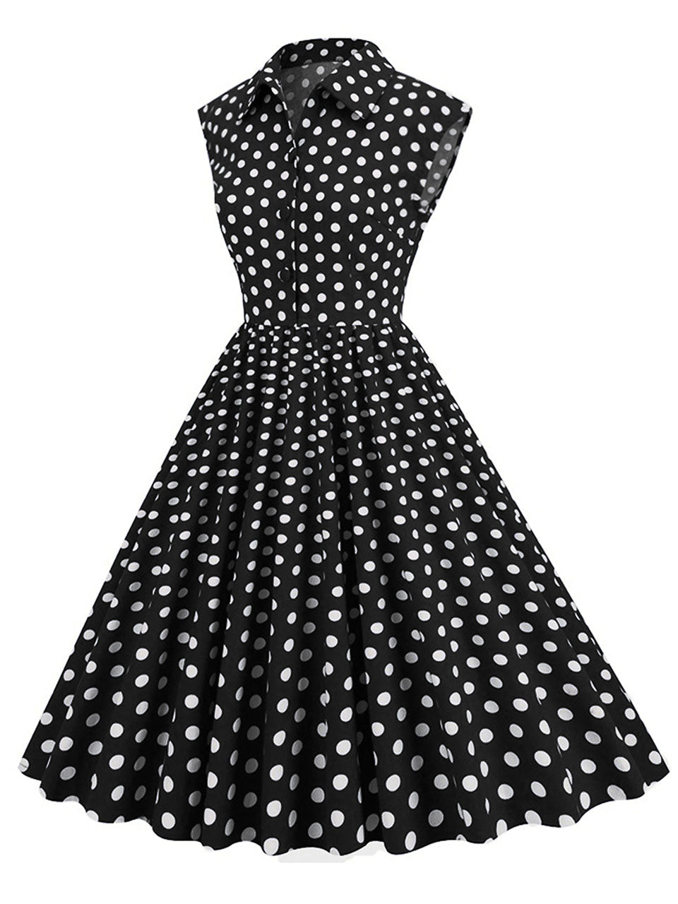 Pink Polka Dots Sleeveless 1950S Vintage Shirt Swing Dress