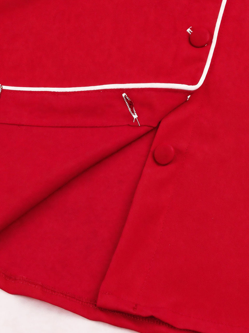 1950S Red Button High Waist Swing Vintage Skirt