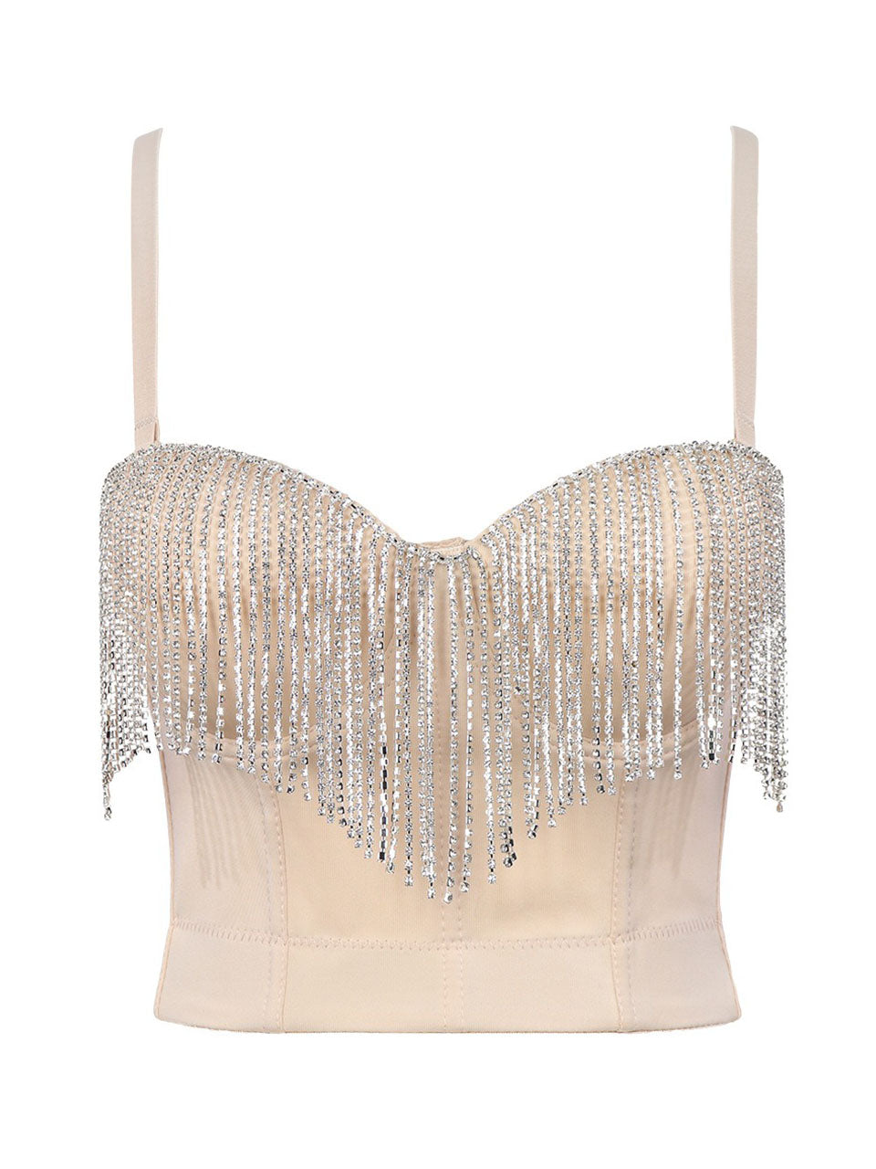 Vintage Fringed Bead Embellished Strapless Top