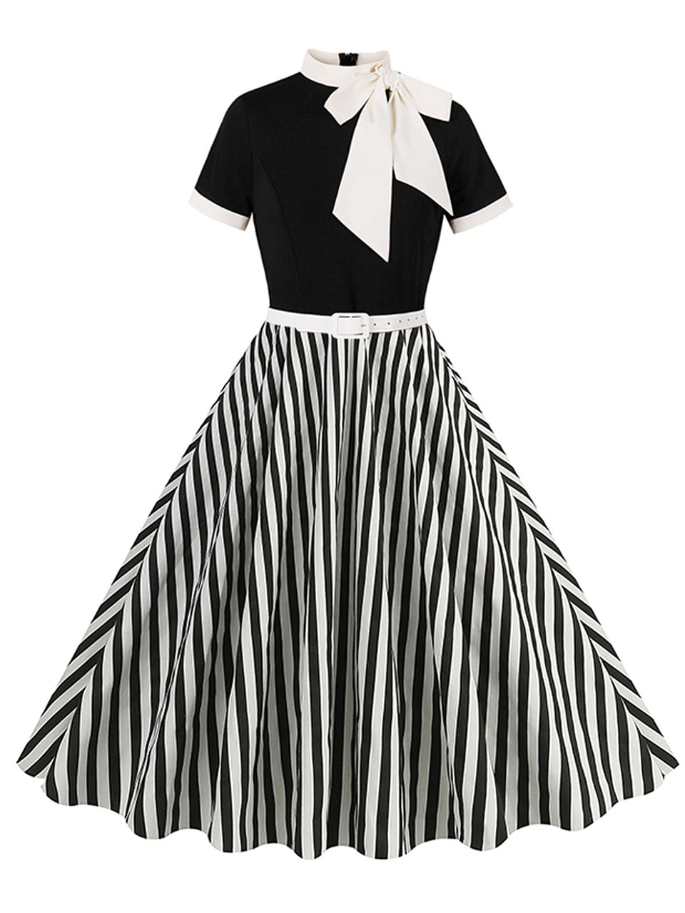 BowKnot Collar Beetlejuice Costume 1950S Short Sleeve Dress