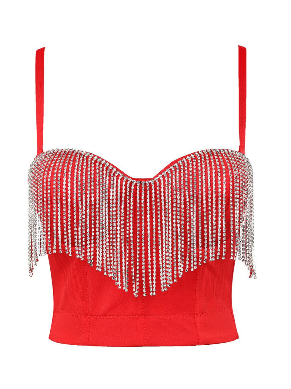 Vintage Fringed Bead Embellished Strapless Top