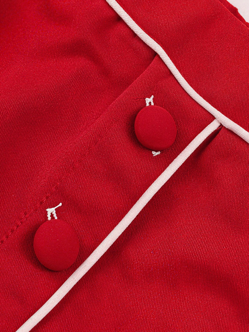 1950S Red Button High Waist Swing Vintage Skirt