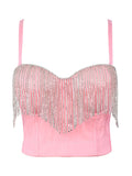 Vintage Fringed Bead Embellished Strapless Top