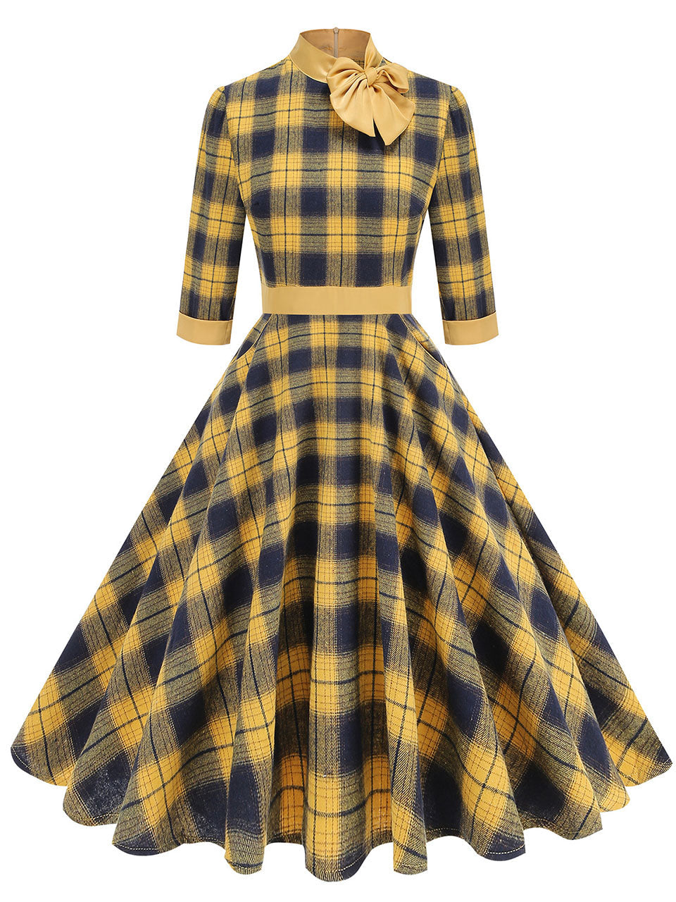Yellow Plaid Vintage Dress