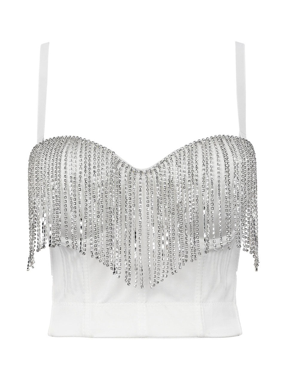 Vintage Fringed Bead Embellished Strapless Top