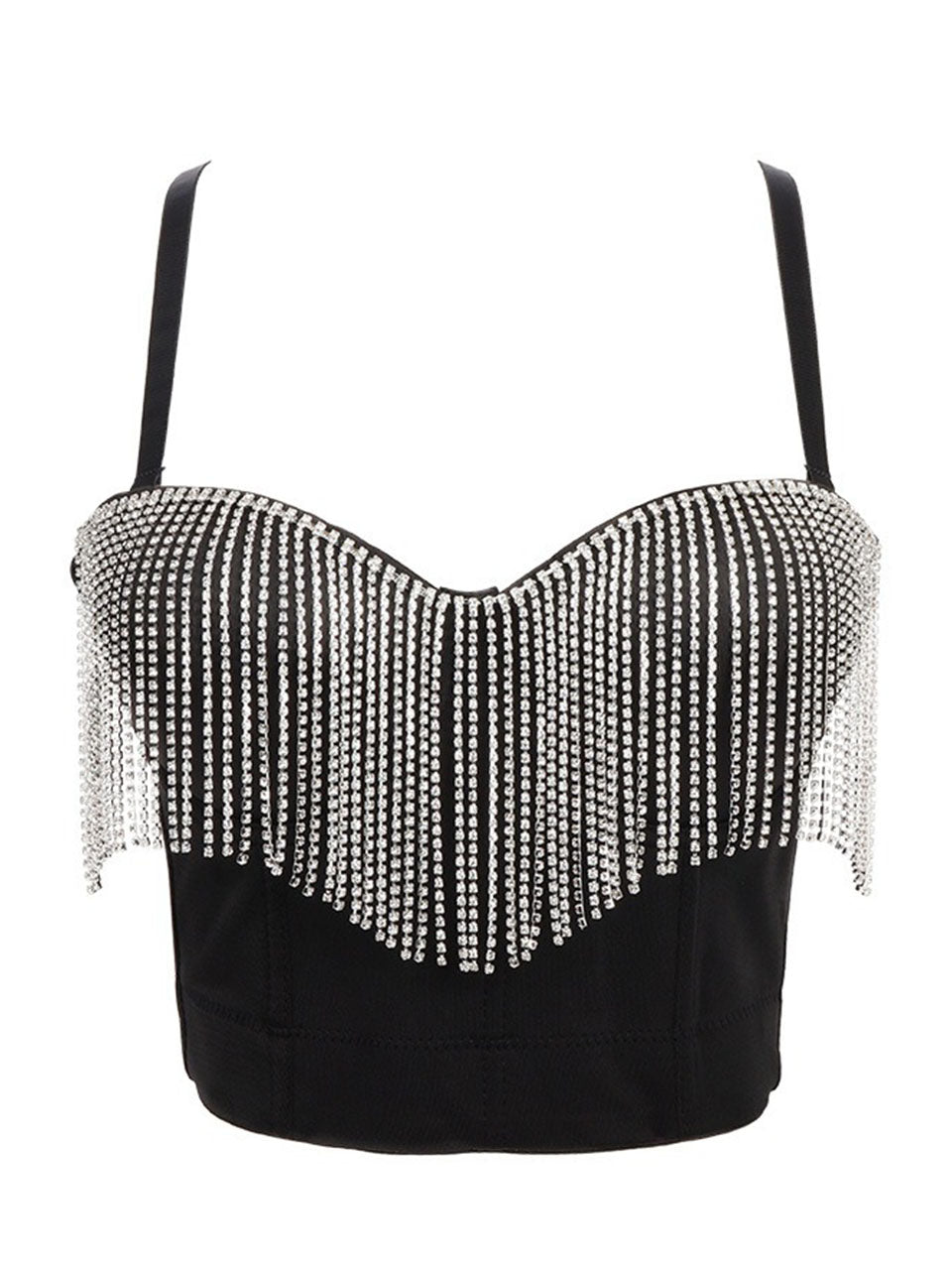 Vintage Fringed Bead Embellished Strapless Top