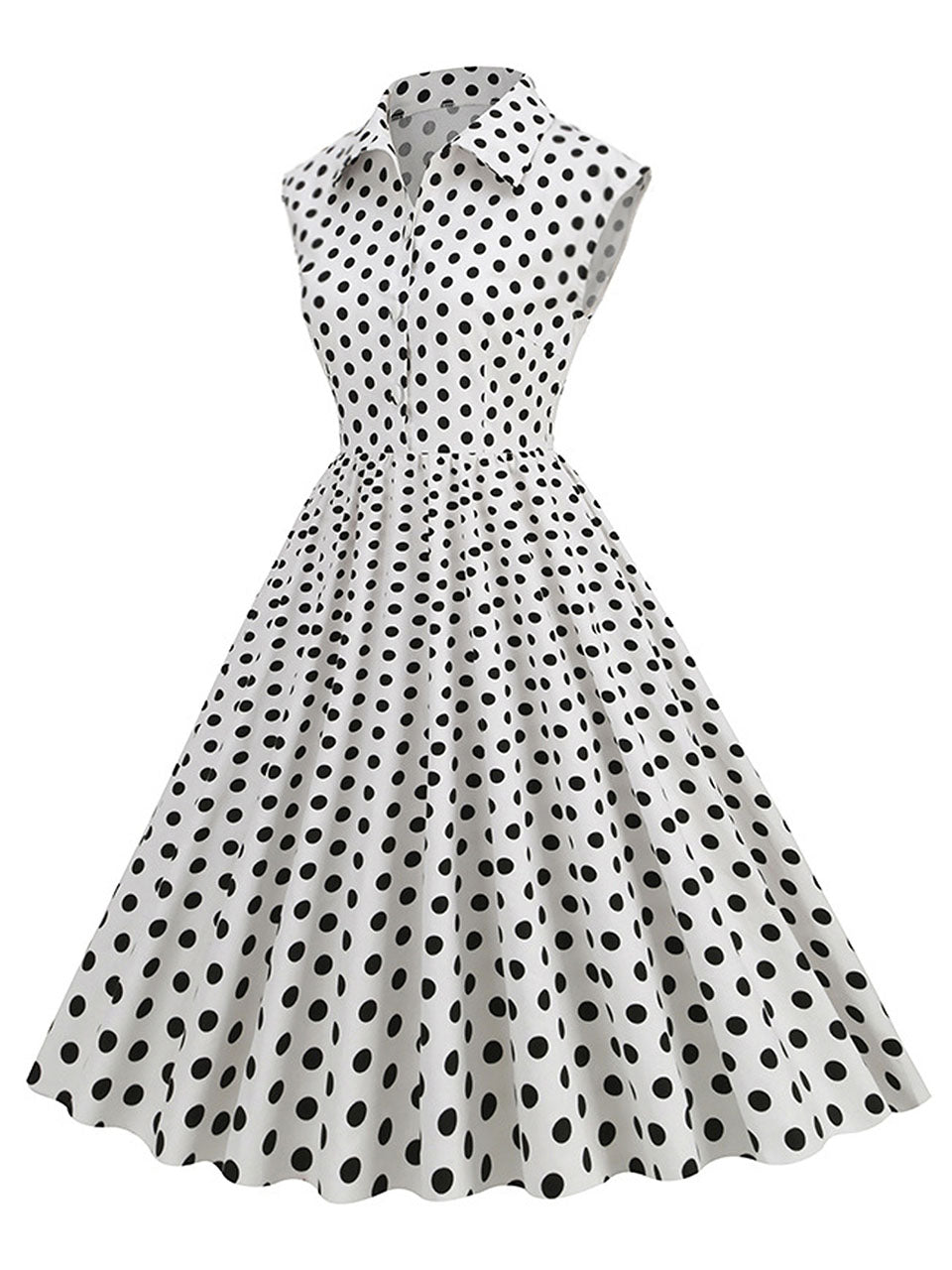 Pink Polka Dots Sleeveless 1950S Vintage Shirt Swing Dress