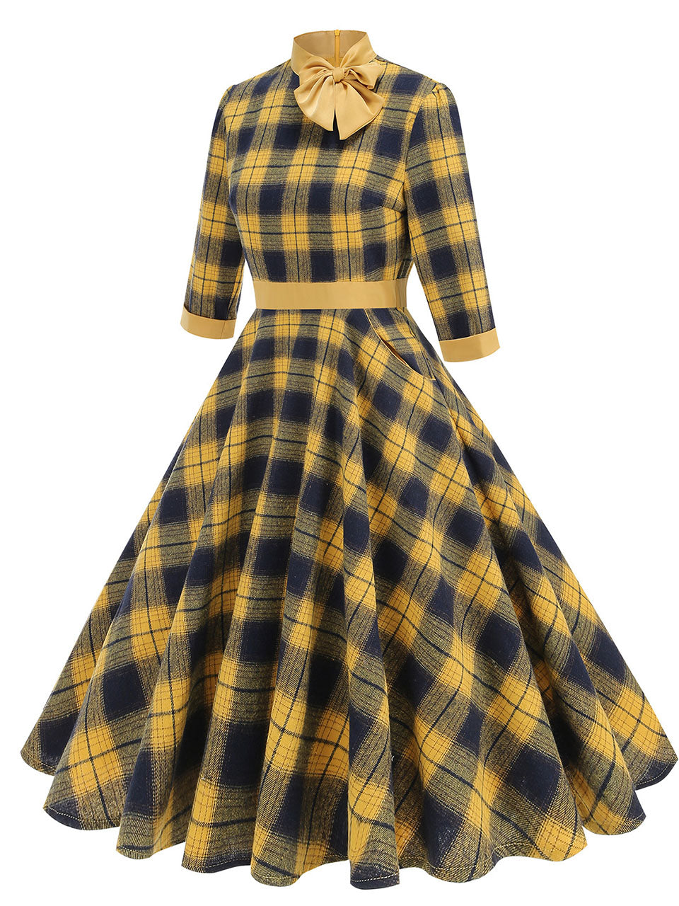 Yellow Plaid Vintage Dress