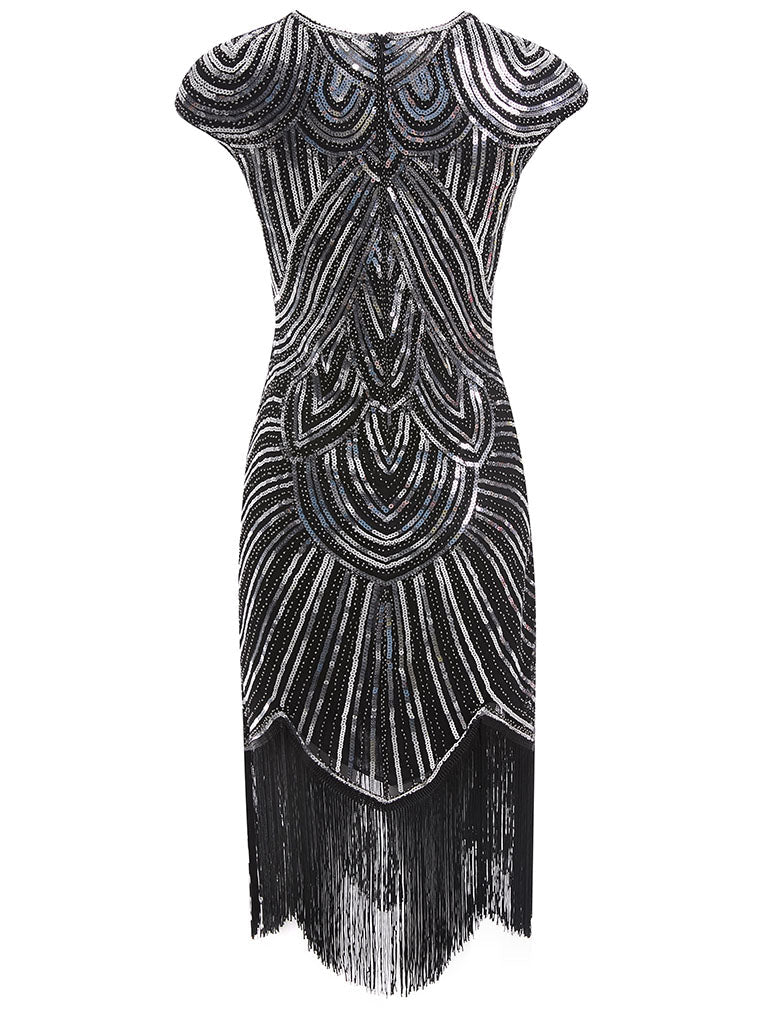 Spaghetti Straps Wine Red  Fringed Roaring 1920s Great Gatsby Dress