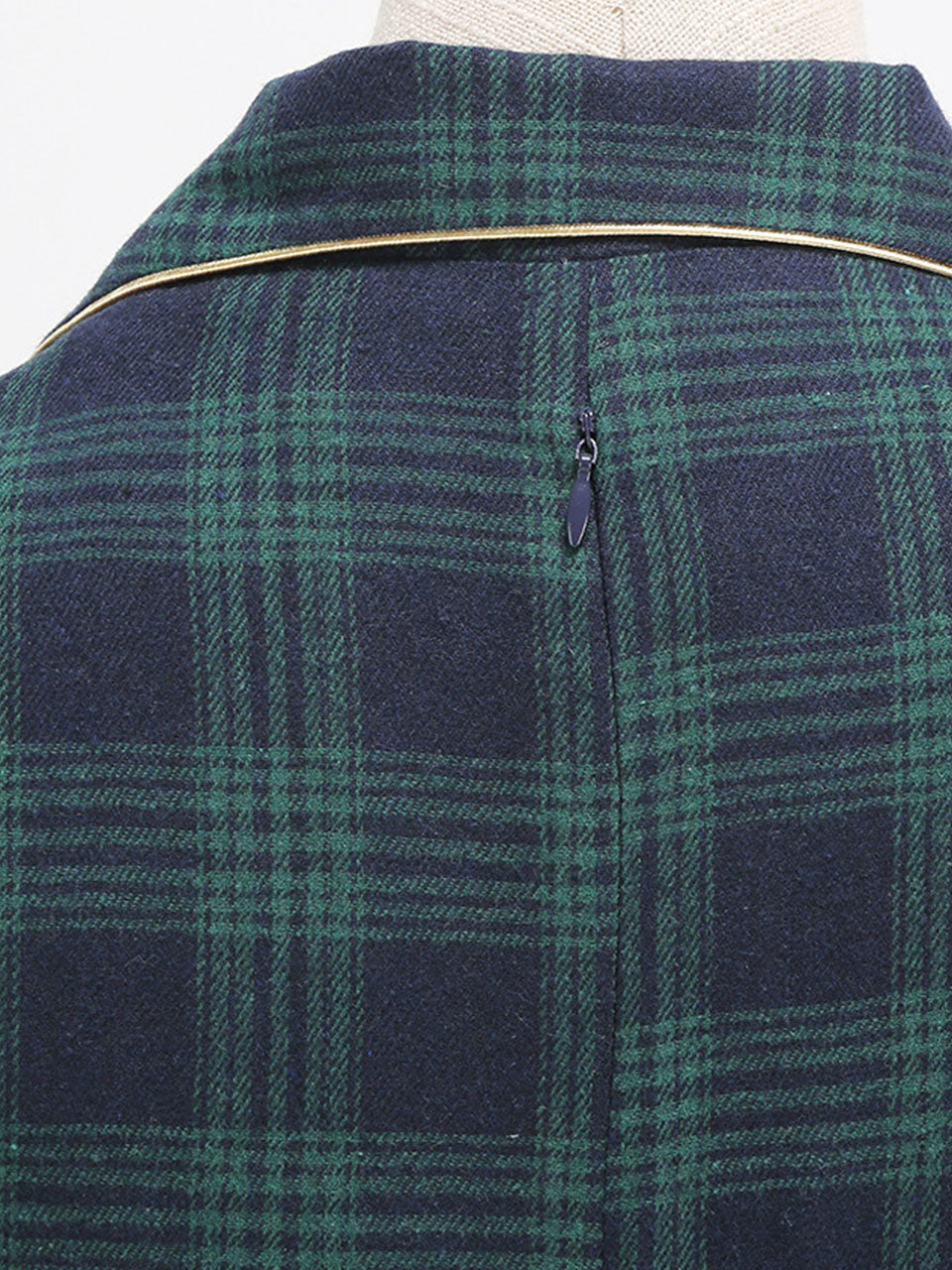 Green Plaid Turn Down Collar Short Sleeves 1950S VintageShirt Dress