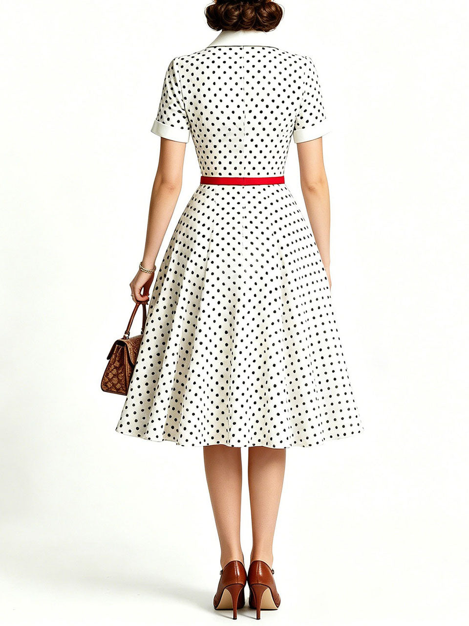 Red 1950s Rockabilly Polka Dot Swing Dress