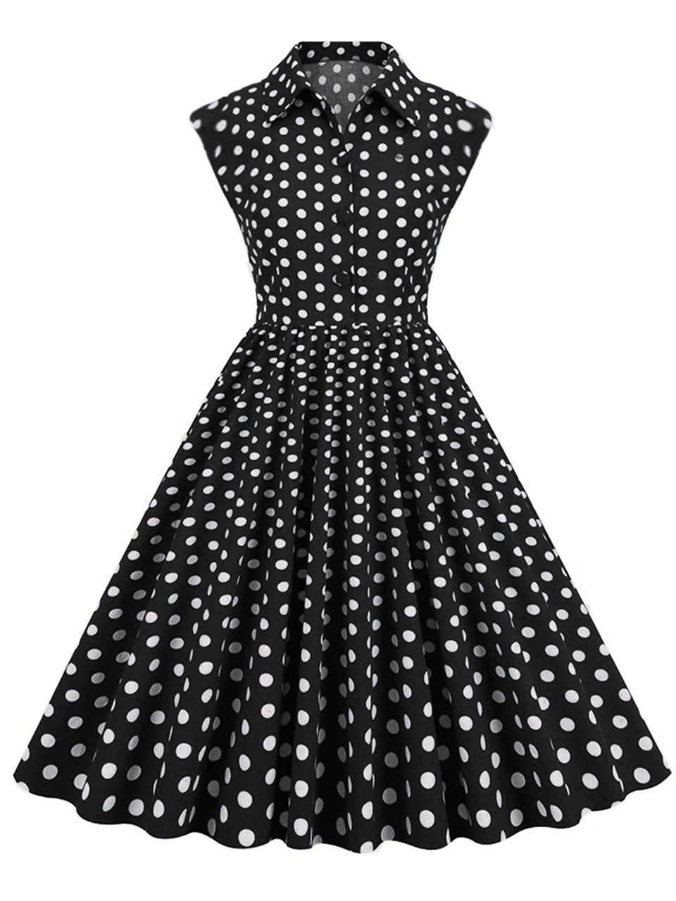 Pink Polka Dots Sleeveless 1950S Vintage Shirt Swing Dress