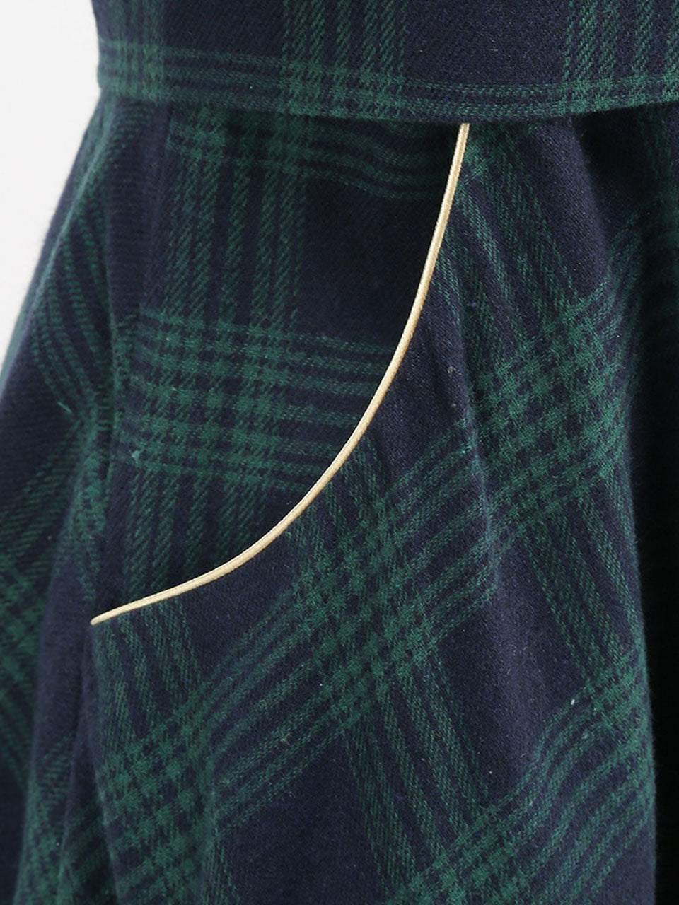 Green Plaid Turn Down Collar Short Sleeves 1950S VintageShirt Dress