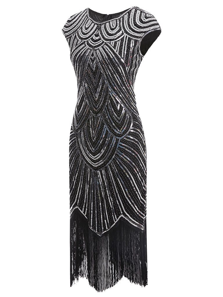 Spaghetti Straps Wine Red  Fringed Roaring 1920s Great Gatsby Dress