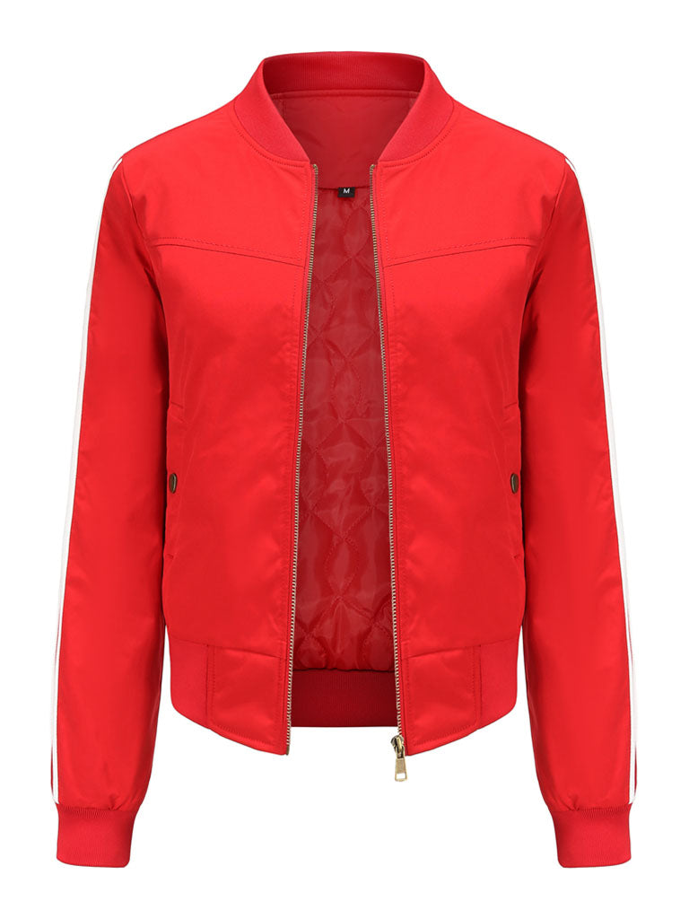 Pilot Style Jacket Daily Fall Winter Casual Solid Color Stand Collar Sporty Jacket