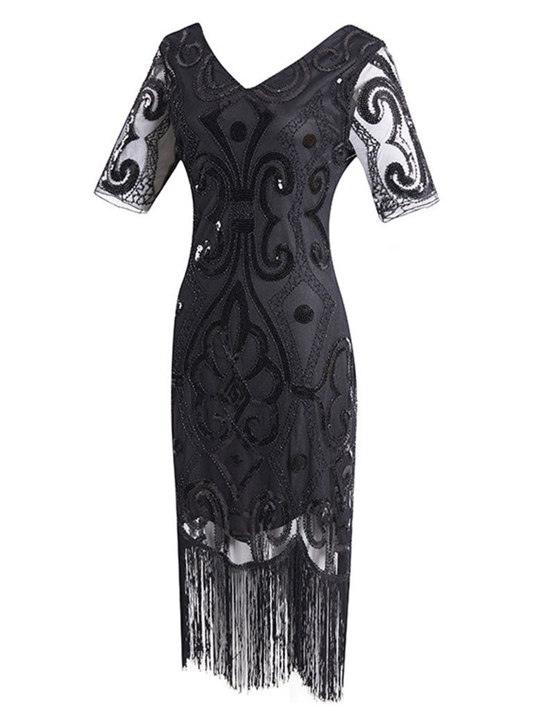 1920S Fringed Sequin Gatsby Dress