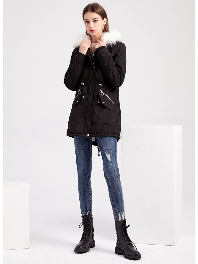 Parker Coat Daily Going Out Fall Winter Casual Waisted Solid Color Cotton Oversized Hoodie Coat