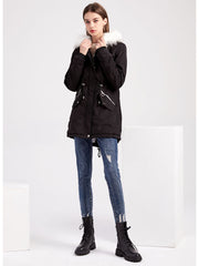 Parker Coat Daily Going Out Fall Winter Casual Waisted Solid Color Cotton Oversized Hoodie Coat