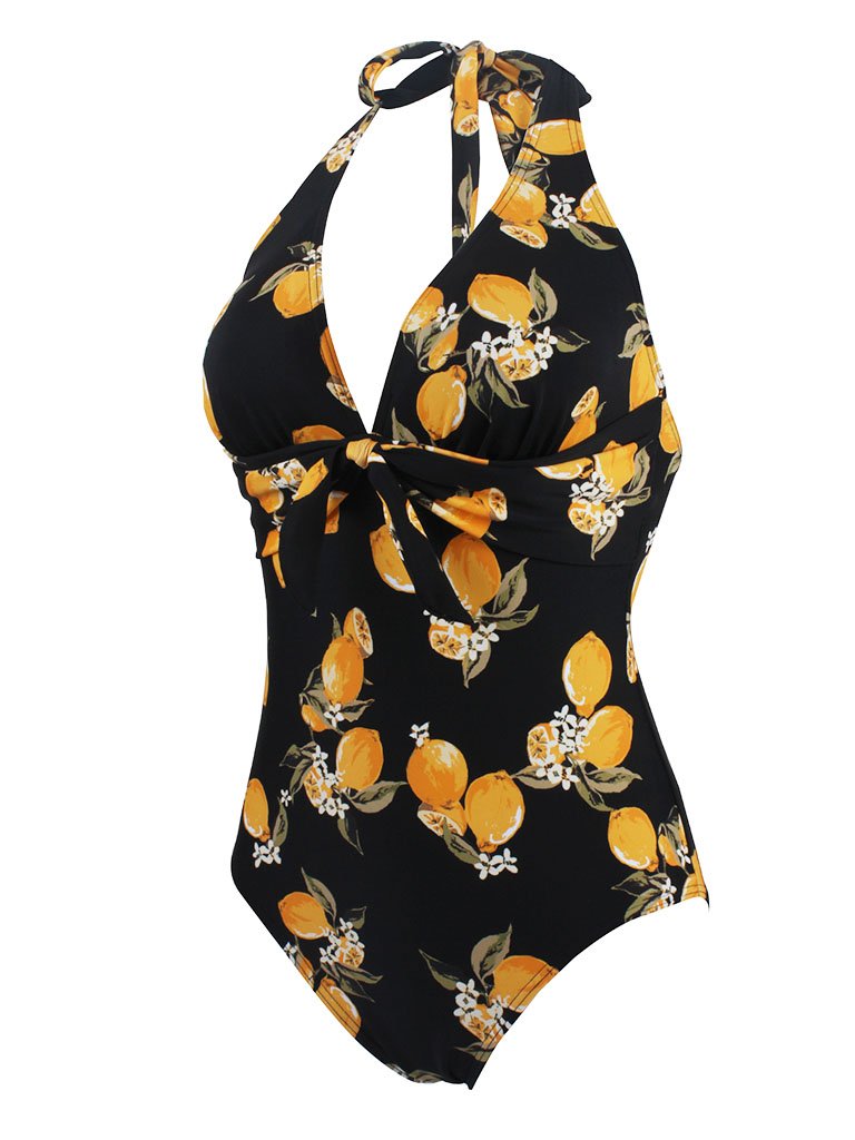 Vintage Style Floral One Piece Bikini