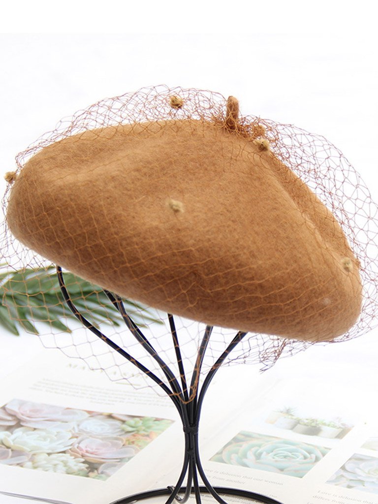 Solid Color Wool Felt Beret Cap Hat