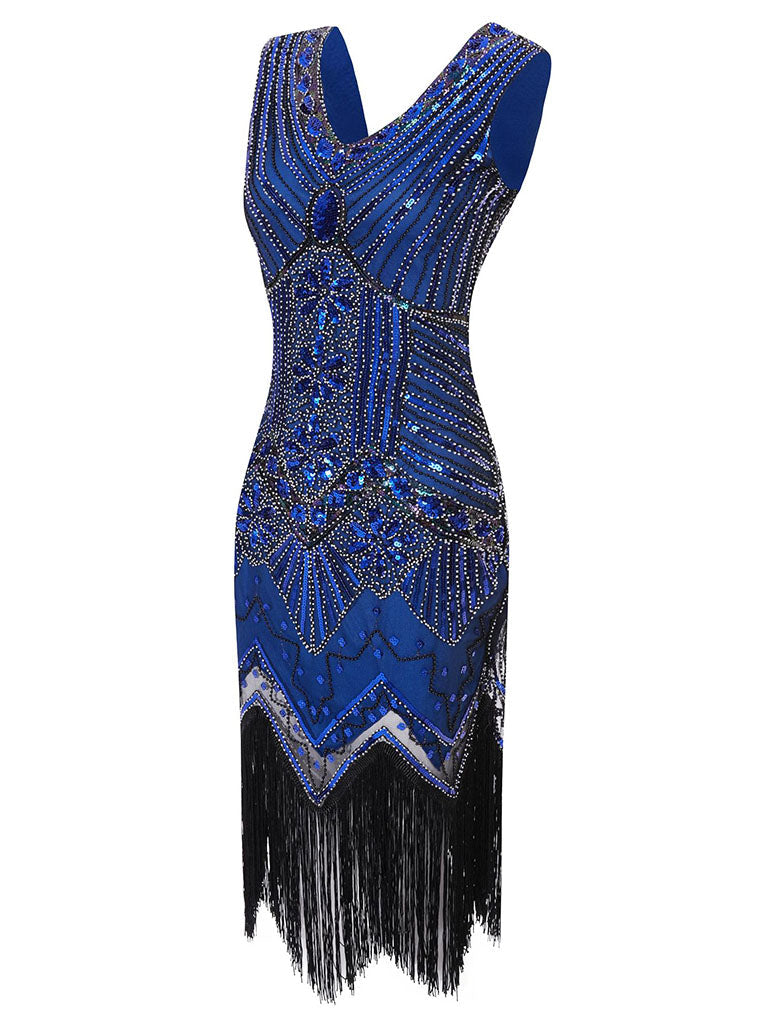 Dark Green 1920s Sequined Flapper Dress