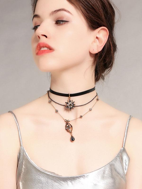 1950S Star Crystal Choker Vintage Necklace