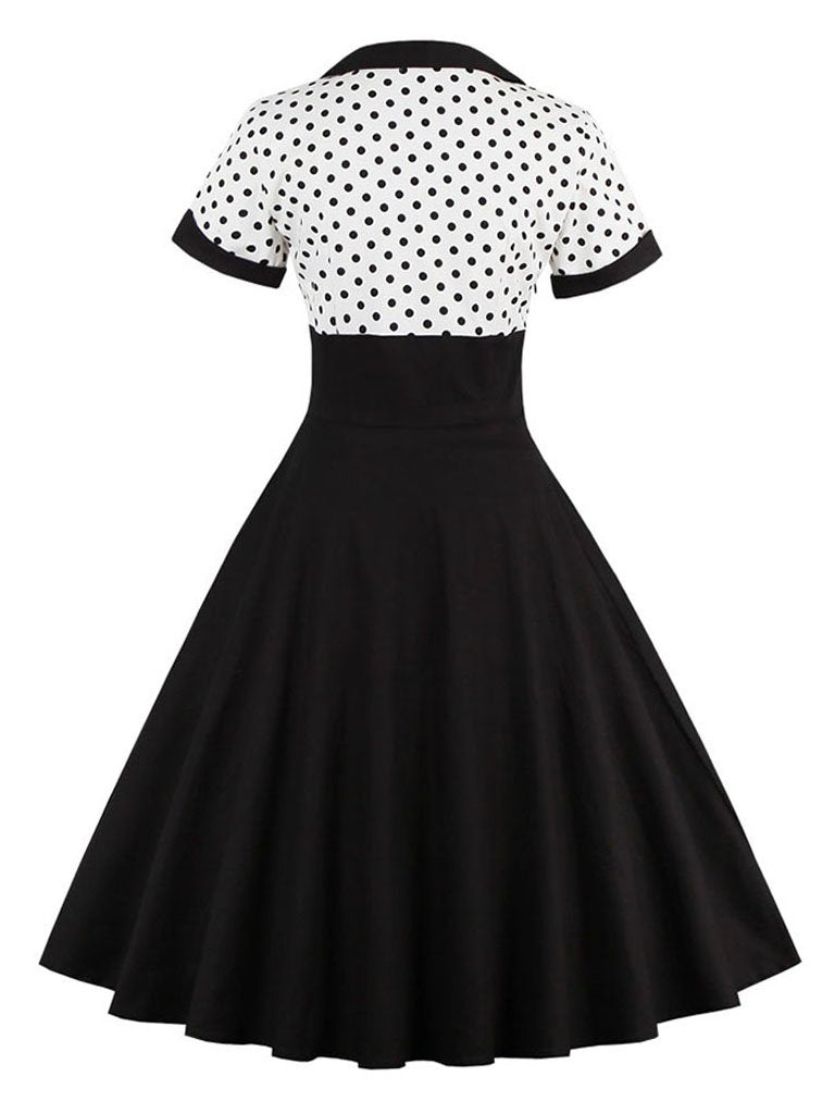 Cotton High Waist Polka Dots 1950s Vintage Dress