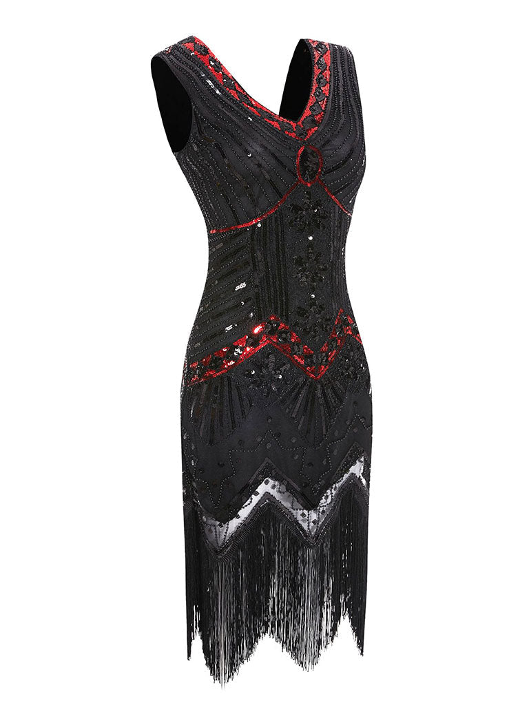 Dark Green 1920s Sequined Flapper Dress