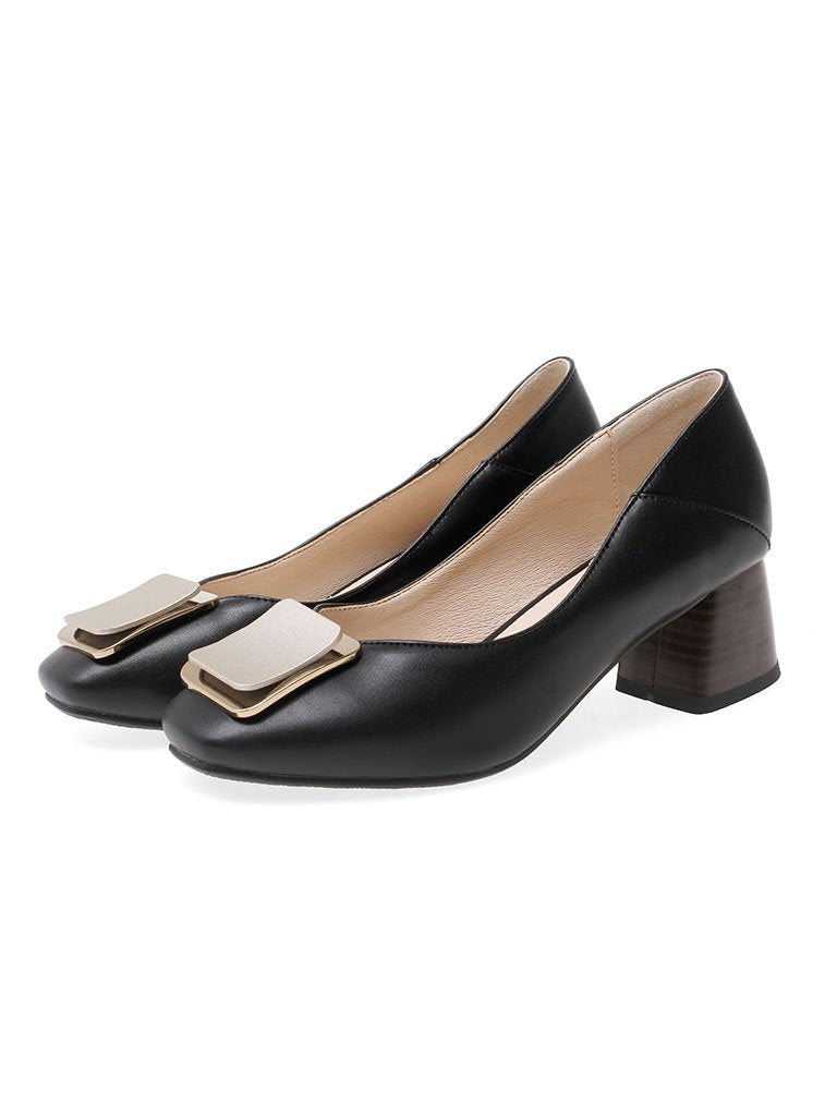 Chunky Heel  Square Toe PU Vintage Shoes
