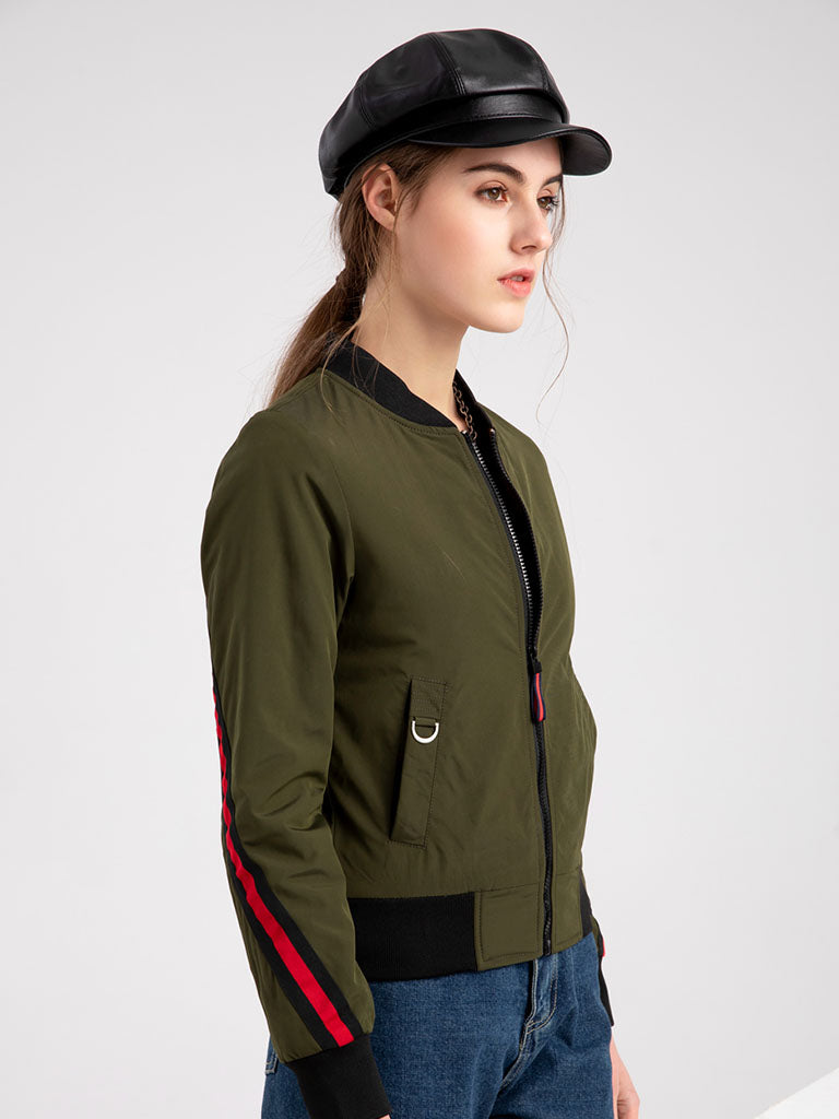Pilot Style Jacket Street Daily Fall Winter Casual Solid Color Stand Collar Sporty Jacket