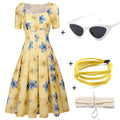 The Marvelous Mrs.Maisel Same Style Yellow Floral Swing 50S Dress