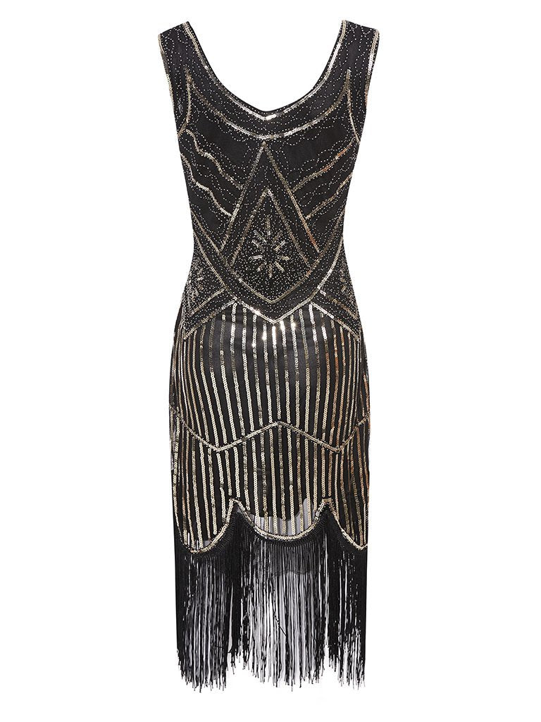 1920s V Neck Sequined Flapper Gatsby Dress