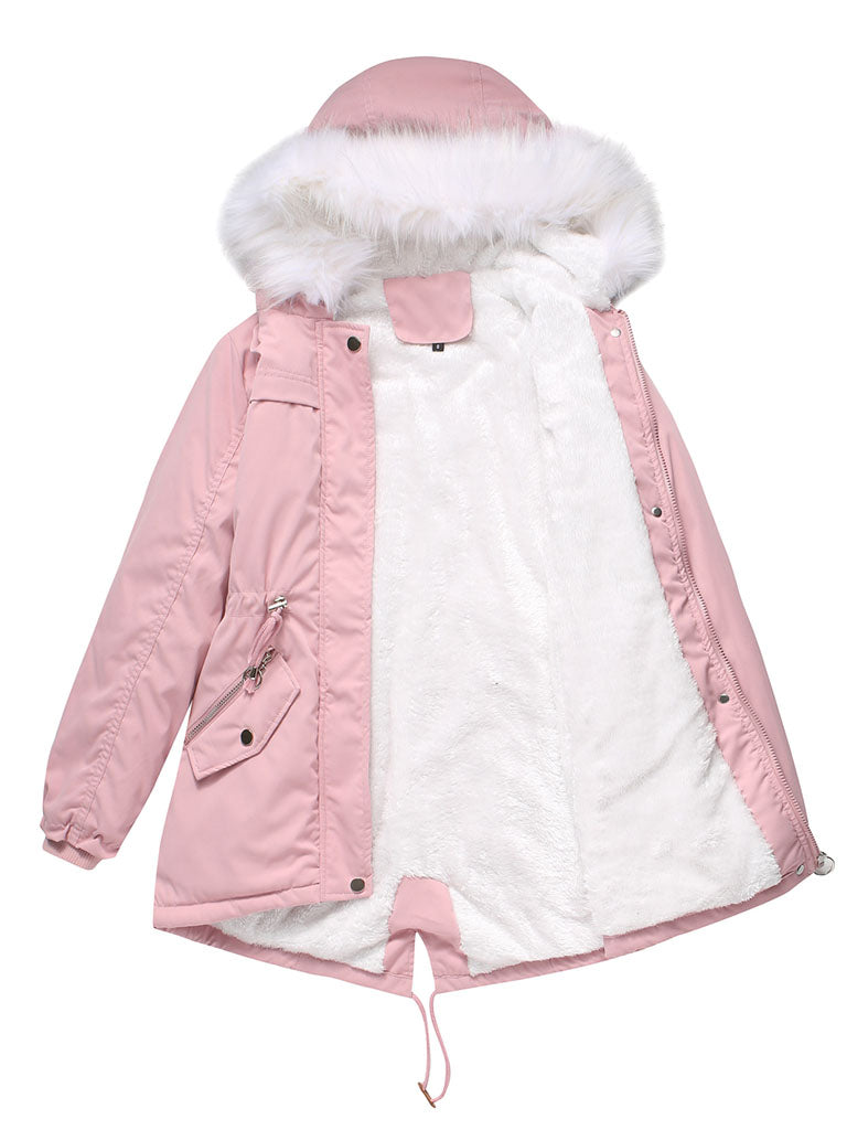 Coat Daily Going Out Fall Winter Casual Waisted Solid Color Cotton Oversized Hoodie Coat