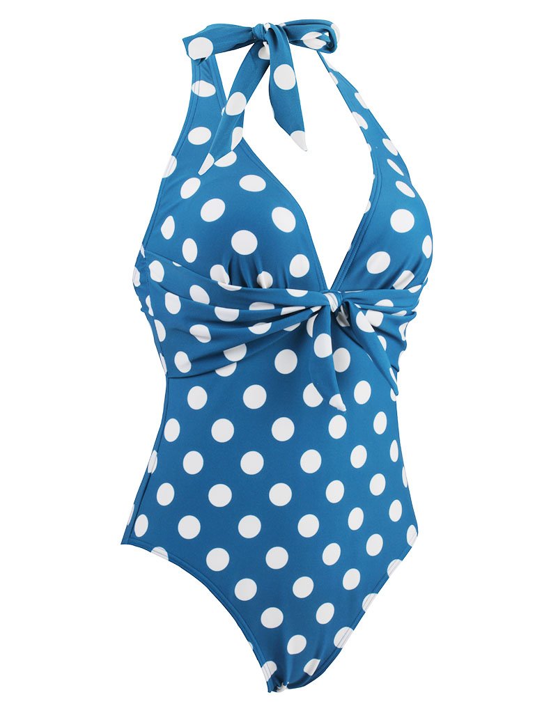 Vintage Style Dots One Piece Bikini Swimwear