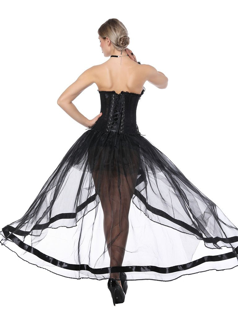 Gothic Costume Halloween Strapless Asymmetrical Skirt And Corset