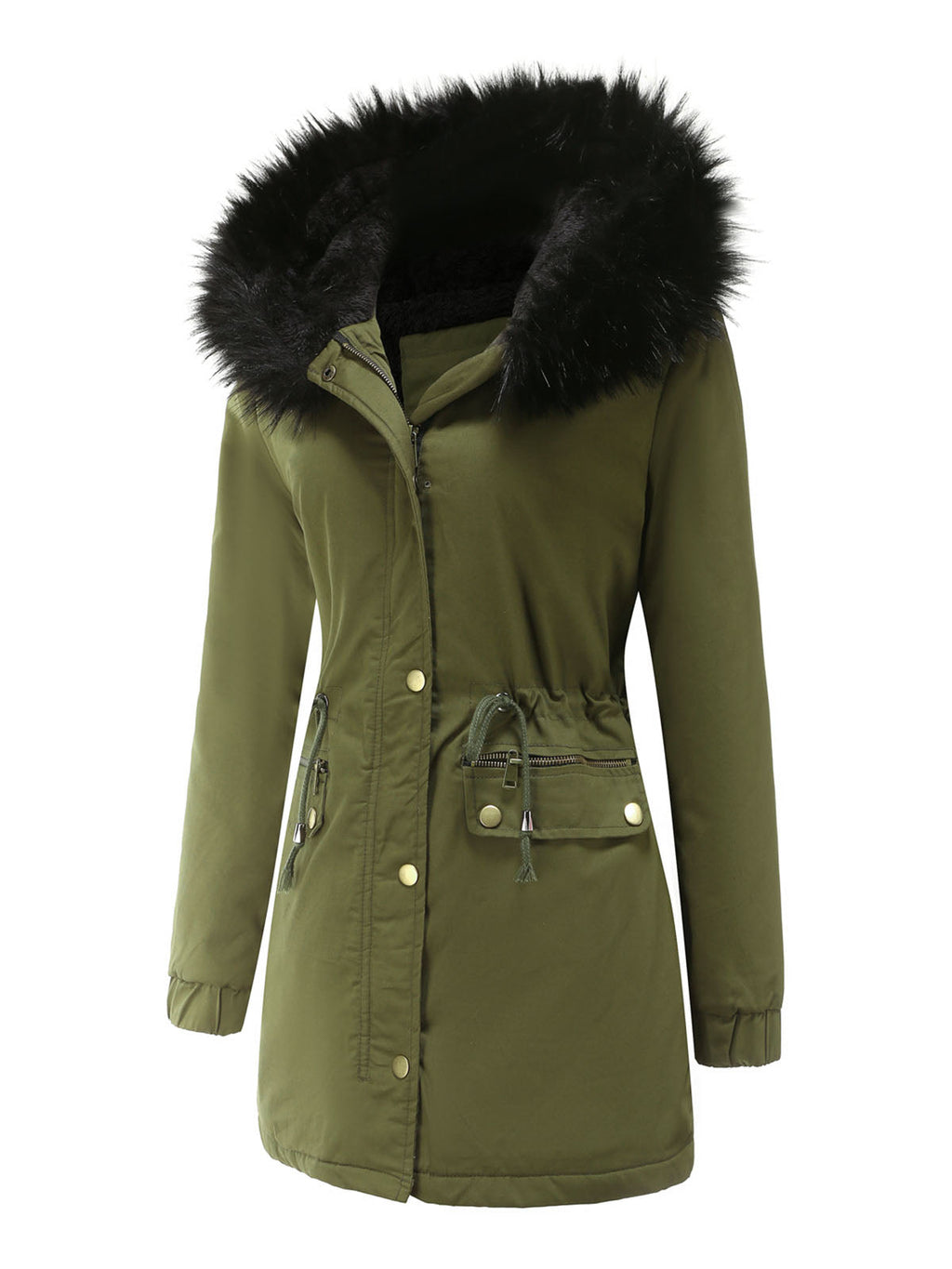 Parka Coat Street Plush Winter Hoodie Coat Solid Color Oversized Fur Warm Coat