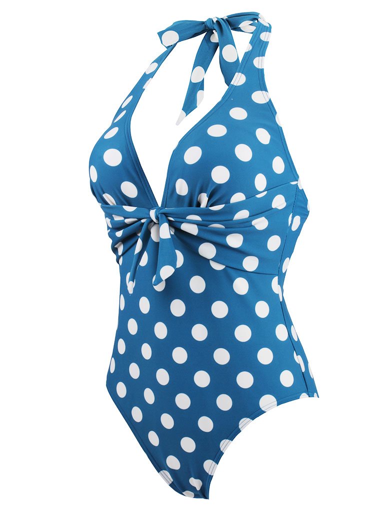 Vintage Style Dots One Piece Bikini Swimwear
