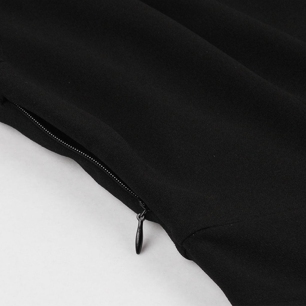 Black Tailored Collar Semi-sheer Short Sleeve Dress