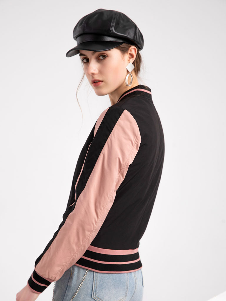 Jacket Street Daily Fall Winter Casual Two Tone Stand Collar Sporty Jacket